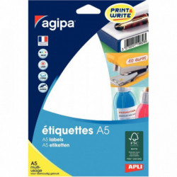 ÉTIQUETTES **BTE DE 1792** 12x18,3 BLANCHES AGIPA 114006