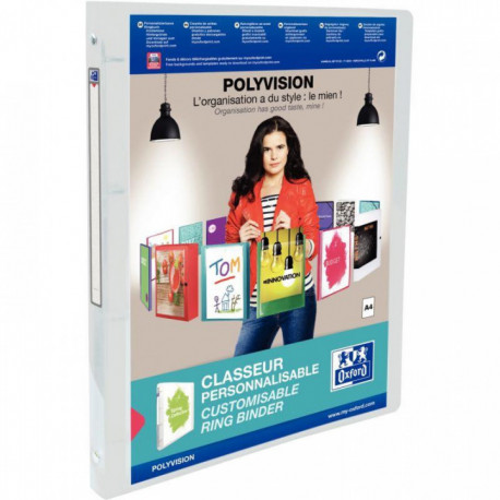 CLASSEUR PERSONNALISABLE 4 ANNEAUX DOS 20 YEKA POLYVISION INCOLORE ELBA100202277