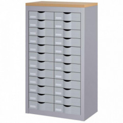 MEUBLE COMPTOIR 2 COLONNES 24 TIROIRS  COUL. ALUMINIUM PAPERFLO CK212B35.35