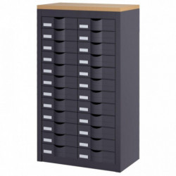 MEUBLE COMPTOIR 2 COLONNES 24 TIROIRS ANTHRACITE PAPERFLO CK212B11.11