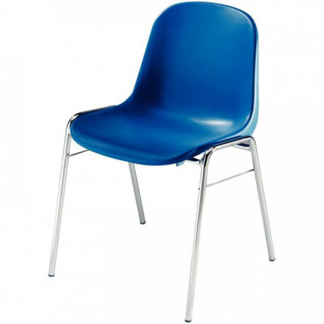 CHAISE D'ACCUEIL MONOCOQUE POLYPROPYLENE  BETA BLEU antidérapante empilable par 10 GAR. 1 AN  90KG