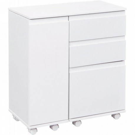 BUREAU FLEXI MULTIFONCTIONS BLANC EXTENSIBLE 3 TIROIRS ET 2 COMPARTIMENTS DE RA