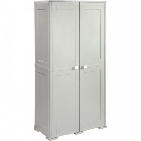 ARMOIRE HAUTE UTILITAIRE 2 TABLETTES + PORTES BALAIS- L79 H164 P43