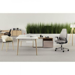 BUREAU DIRECTION LAGONROBIN L160CM PLATEAU BLANC AVEC RETOUR PORTEUR GAUCHE PL