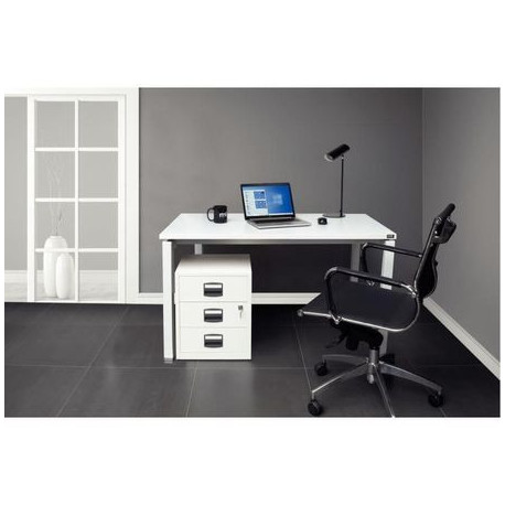 BUREAU DROIT PIÈTEMENT EN U L140CM PANNEAU BLANCPIEDS BLANC