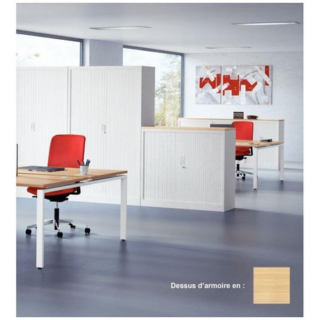 DESSUS D'ARMOIRE À RIDEAUX MONOBLOC FINITION CHÊNE CLAIR