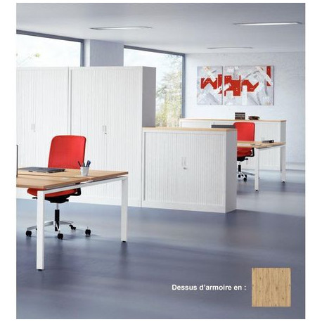 DESSUS D'ARMOIRE À RIDEAUX MONOBLOC FINITION CHÊNE DE BRUNSWICK