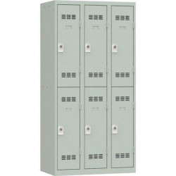 VESTIAIRE D'ATELIER 3 COLONNES 6 CASES INDUSTRIE PROPRE L90CM GRIS