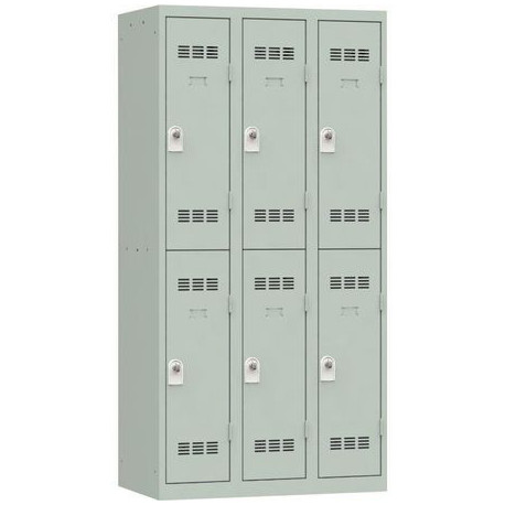 VESTIAIRE D'ATELIER 3 COLONNES 6 CASES INDUSTRIE PROPRE L90CM GRIS