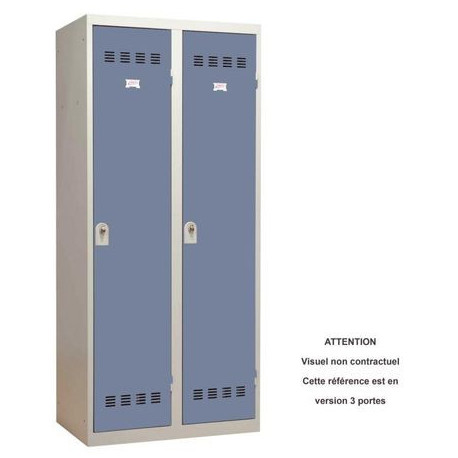 VESTIAIRE D'ATELIER 3 PORTES INDUSTRIE SALE L120CM PORTES BLEU/CORPS GRIS