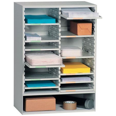 TRIEUR MONOBLOC À COURRIER  12 TABLETTES GRIS