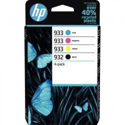 LOT DE 4 CARTOUCHES JET D'ENCRE À LA MARQUE HP 6ZC71AE NOIR CYAN MAGENTA ET JAU