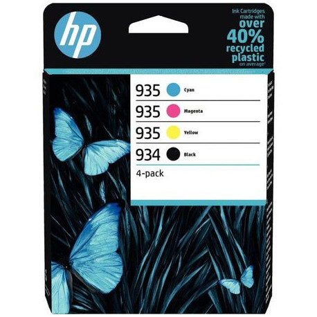 LOT DE 4 CARTOUCHES D'ENCRE À LA MARQUE HP 6ZC72AE NOIR CYAN MAGENTA ET JAUNE