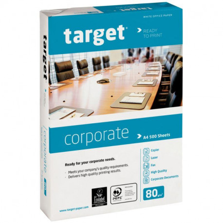 PAPIER **R500F**BLANC TARGET CORPORATE  80G DE FORMAT A4 CIE161 ECOLABLE/PEFC