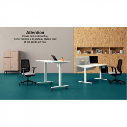 BUREAU À RÉGLAGE ÉLECTRIQUE GUERA L120XP80CM PLATEAU CHÊNE CLAIR/PIÈTEMENT NOIR