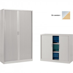 ARMOIRE À RIDEAUX MONOBLOC HAUTE H198CM CORPS ALU/RIDEAUX CHÊNE CLAIR