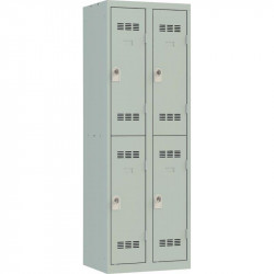 VESTIAIRE D'ATELIER 2 COLONNES DE 2 CASES INDUSTRIE PROPRE L60CM GRIS