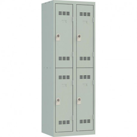 VESTIAIRE D'ATELIER 2 COLONNES DE 2 CASES INDUSTRIE PROPRE L60CM GRIS