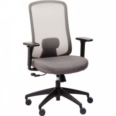 FAUTEUIL STARKLE SYNCHR. 3 posit.anti retour accoudoirs 3D  GRIS/NOIR dos resille NF   SOUTIEN LOMBAIRE GAR. 5 ANS 110KG  