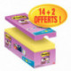 BLOC REPOSTIONNABLE 76X76 JAUNE *BTE 14+2OFFERTS* SUPER STCIKY  DT2G PEFC POST IT NOTE