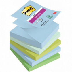 BLOC REPOSITIONNABLE 76X76 COULEUR ASS 90F PQT5 OASIS  Z-NOTE POST-IT SUPER STICKY  PEFC  