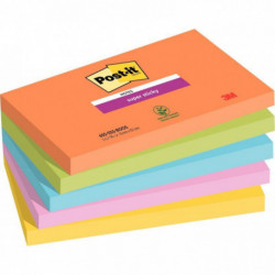 PAQUET DE 5 BLOCS DE 90 FEUILLES SUPER STICKY POST-IT, 76 X 127 MM COLLECTION BOOST