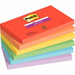 PAQUET DE 6 BLOCS NOTES SUPER STICKY POST-IT  90 FEUILLES 76X127 COLLECTION PLAYFUL