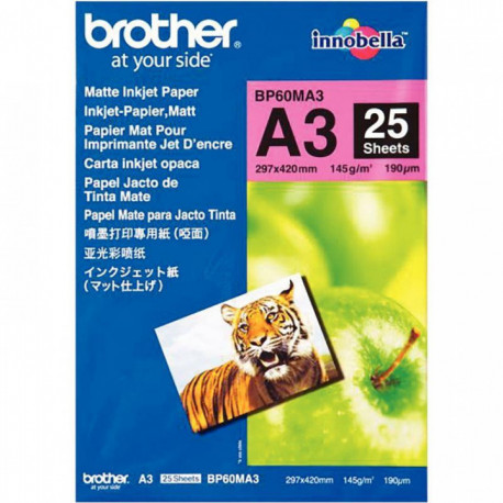 PAQUET DE 25 FEUILLES BROTHER PAPIER MAT A3 29,7 X 42 CM