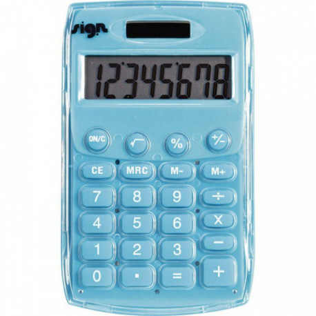 CALCULATRICE DE POCHE 8 CHIFFRES SIGN BLEUE