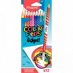 CRAYONS DE COULEUR POCHETTE DE 12 OOPS EFFAÇABLES