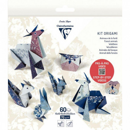 FEUILLES ORIGAMI 3 FORMATS ANIMAUX DE LA FORET POCHETTE 60