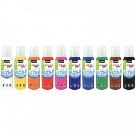 GOUACHE LIQUIDE ULTRA LAVABLE PRIMACOLOR LOT DE 10 FLACONS 150 ML