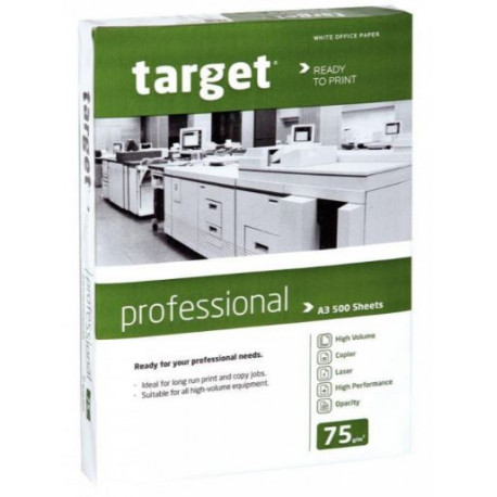 PAPIER **R500F**BLANC TARGET PROFESSIONAL 75GCIE 161C A3  ECOLABEL/PEFC