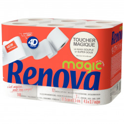 ROULEAUX PAPIER HYGIÉNIQUE BLANC 2 PLIS RENOVA MAGIC LOT DE 12