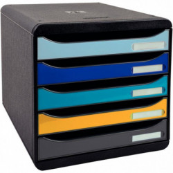 MODULE 5 TIROIRS A4+  NOIR/BEEBLUE BIGBOX PLUS  100 % RECYCLE ANGE BLEU  L27,8 X H27,1 X P34,7CM 