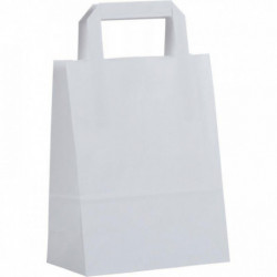 PAQUET DE 50 SACS KRAFT BLANC 18+8X22CM POIGNÉES PLATES 70GR