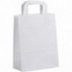 PAQUET DE 50 SACS KRAFT BLANC 22+10X28CM AVEC POIGNÉES PLATES 70GR