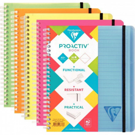 CAHIER SPIRALE A5+ 160P SEYES 90G TRIEUR 5POSIT. 160P  PROACTIV LINICOLOR PEFC FAB FRANCE