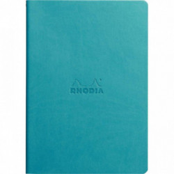 CARNET  A5 LIGNE 64P 90G IVOIRE  COUV SOUPLE BLEU TURQUOISE  RHODIARAMA  - PEFC 