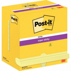 LOT DE 12 BLOCS DE 90 FEUILLES SUPER STICKY POST-IT, 76 X 127 MM, COULEUR JAUNE