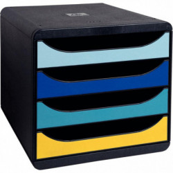 MODULE 4 TIROIRS NOIR/BEEBLUE BIG BOX  ANGE BLEU L27,68XH26,7XP34,7 CM 98 % RECYCLE