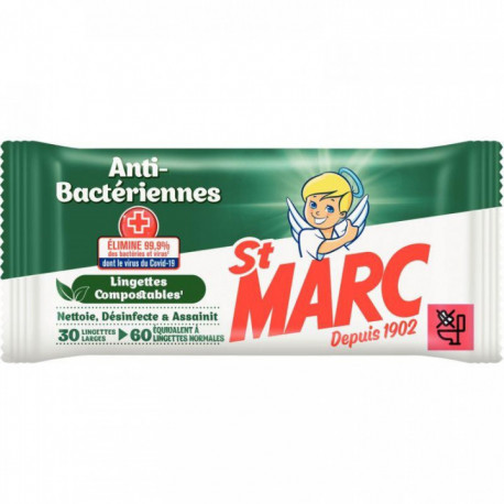 PAQUET DE 30 LINGETTES ANTIBACTÉRIENNE ST MARC