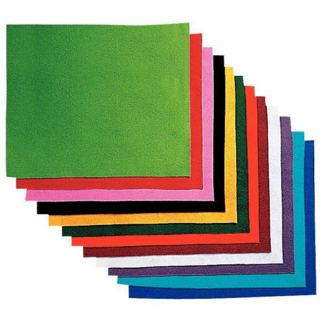 COUPONS DE FEUTRINE NON ADHÉSIVE 20X30CM PAQUET DE 12 COLORIS ASSORTIS