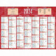 CALENDRIER SEMESTRIEL 32X42CM ROUGE 7 MOIS PAR FACE