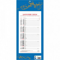 CALENDRIER MENSUEL 12 FEUILLES STANDARD 19x42cm