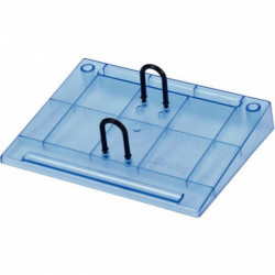 PLANCHETTE POUR BLOC ÉPHÉMÉRIDE AVEC 2 ANNEAUX EN PLASTIQUE BLEU TRANSPARENT