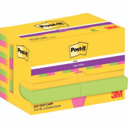 PAQUET DE 12 BLOCS DE FEUILLES SUPER STICKY POST-IT, 476 X 476 MM, COULEURS CARNIVAL : JAUNE NÉON, V