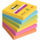 PAQUET DE 6 BLOCS DE 90 FEUILLES SUPER STICKY POST-IT, 76 X  76 MM, COULEURS CARNIVAL : CARNIVAL : J