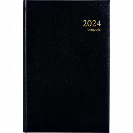 AGENDA CARRÉ EURO ET CENTIMES 2 JOURS PAR PAGE NOIR 13,3x20,8cm 12 mois