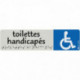 PLAQUE ALUMINIUM DE SIGNALISATION AVEC TEXTE EN BRAILLE "TOILETTES HANDICAPÉS" 170 X 45 MM